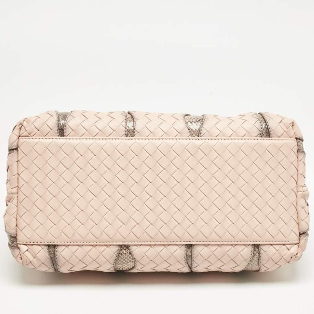 ❤️Authentic Bottega Veneta Salmon/Beige Intrecciato Leather and Snakeskin Tote❤️ - Picture 7 of 12